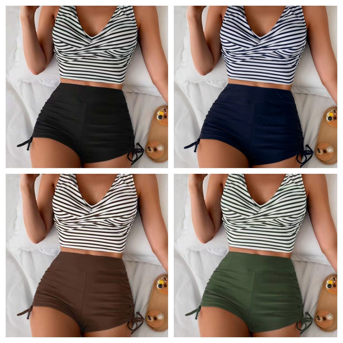 Shorts - Женский купальник-бикини: укороченный топ и шорты