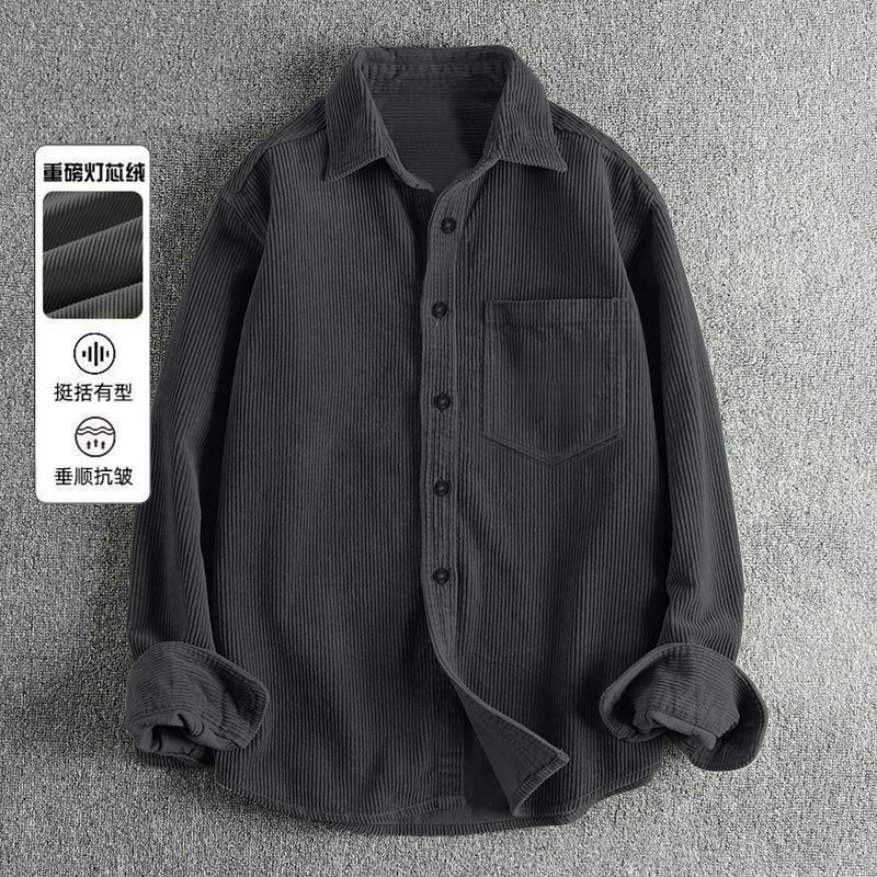 Corduroy Button Up Shirt Men - Осенние мужские вельветовые рубашки с длинным