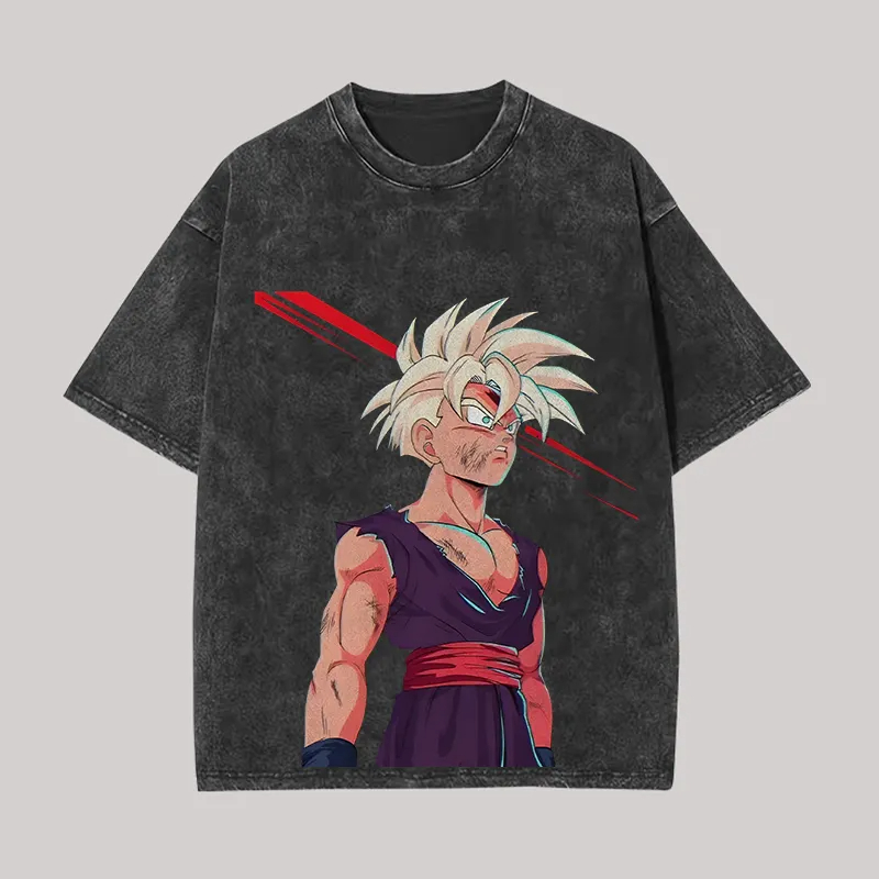 Acid Wash Vintage Graphic T Shirt - Футболка Gohan Dragon Ball Z: Мужская