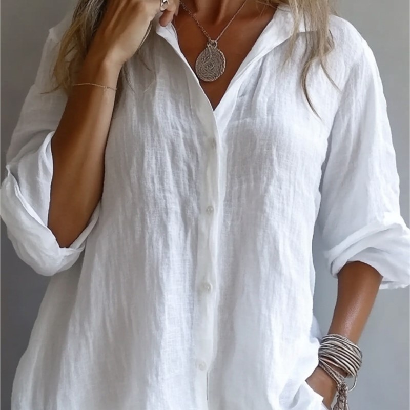 Mens Linen Shirt Long Sleeve - Однотонная льняная сексуальная однобортная однобортная рубашка