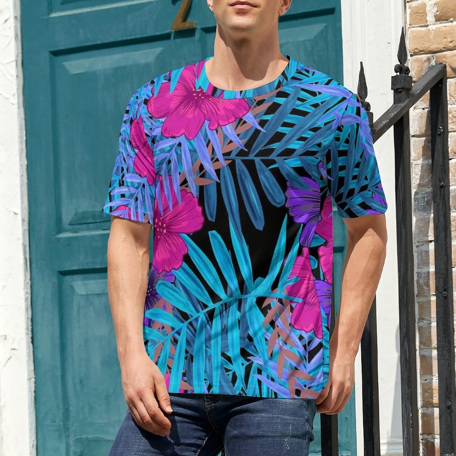 Vintage Hawaiian Floral Shirt - Футболка оверсайз, летняя, с тропическим цветочным
