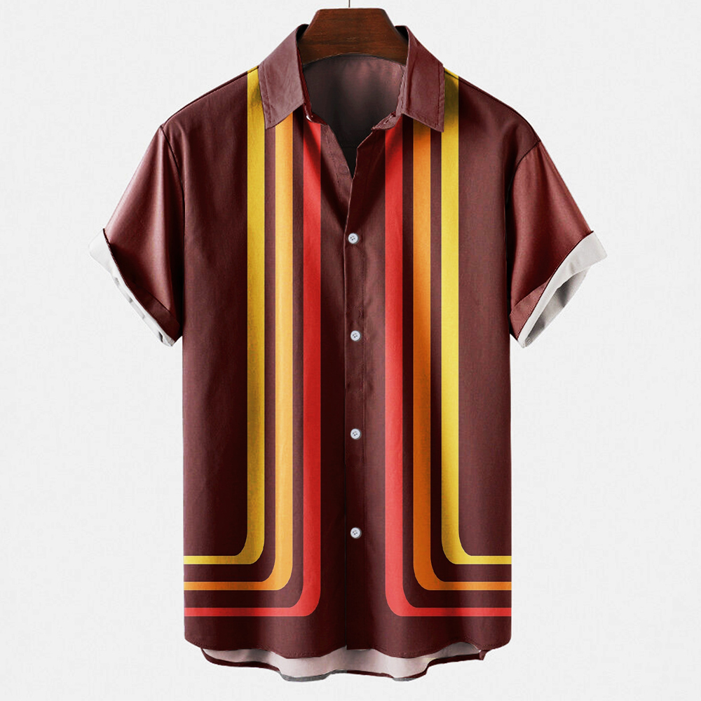 Short Sleeve Bowling Shirt Retro - Мужская винтажная рубашка в стиле ретро