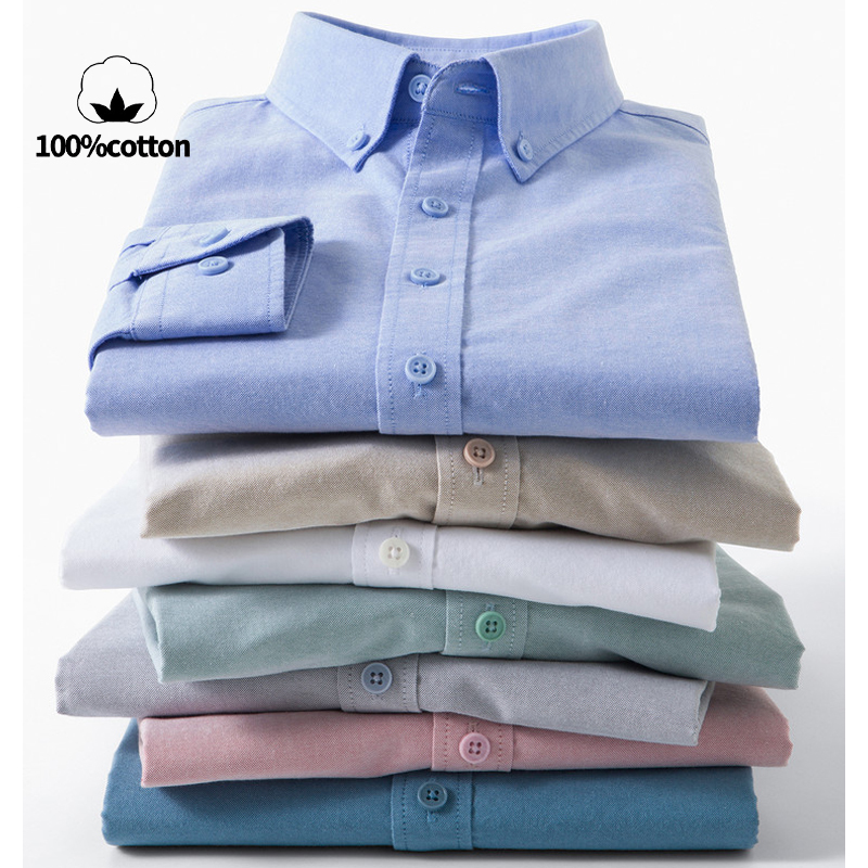 Mandarin Collar Formal Shirt Slim Fit - Мужская рубашка из 100% хлопка Оксфорд