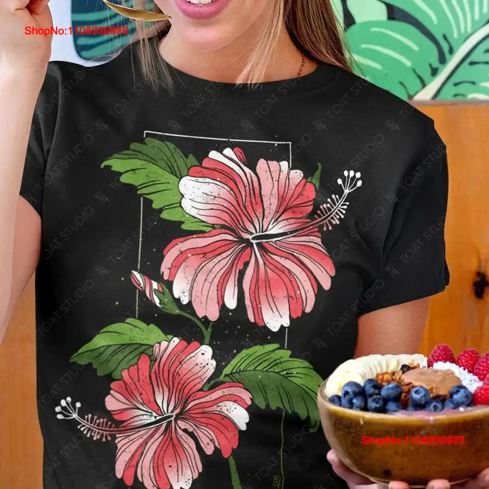 Vintage Hawaiian Floral Shirt - Футболка с цветами гибискуса, винтажный принт
