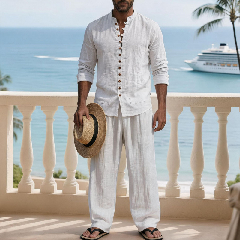 Винтажный мужской костюм из ль – обзор и цена Mens Linen Shirt Long Sleeve
