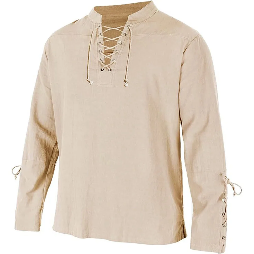 Мужские рубашки с длинным рука – обзор и цена Medieval Gothic Lace Up Pirate Shirt
