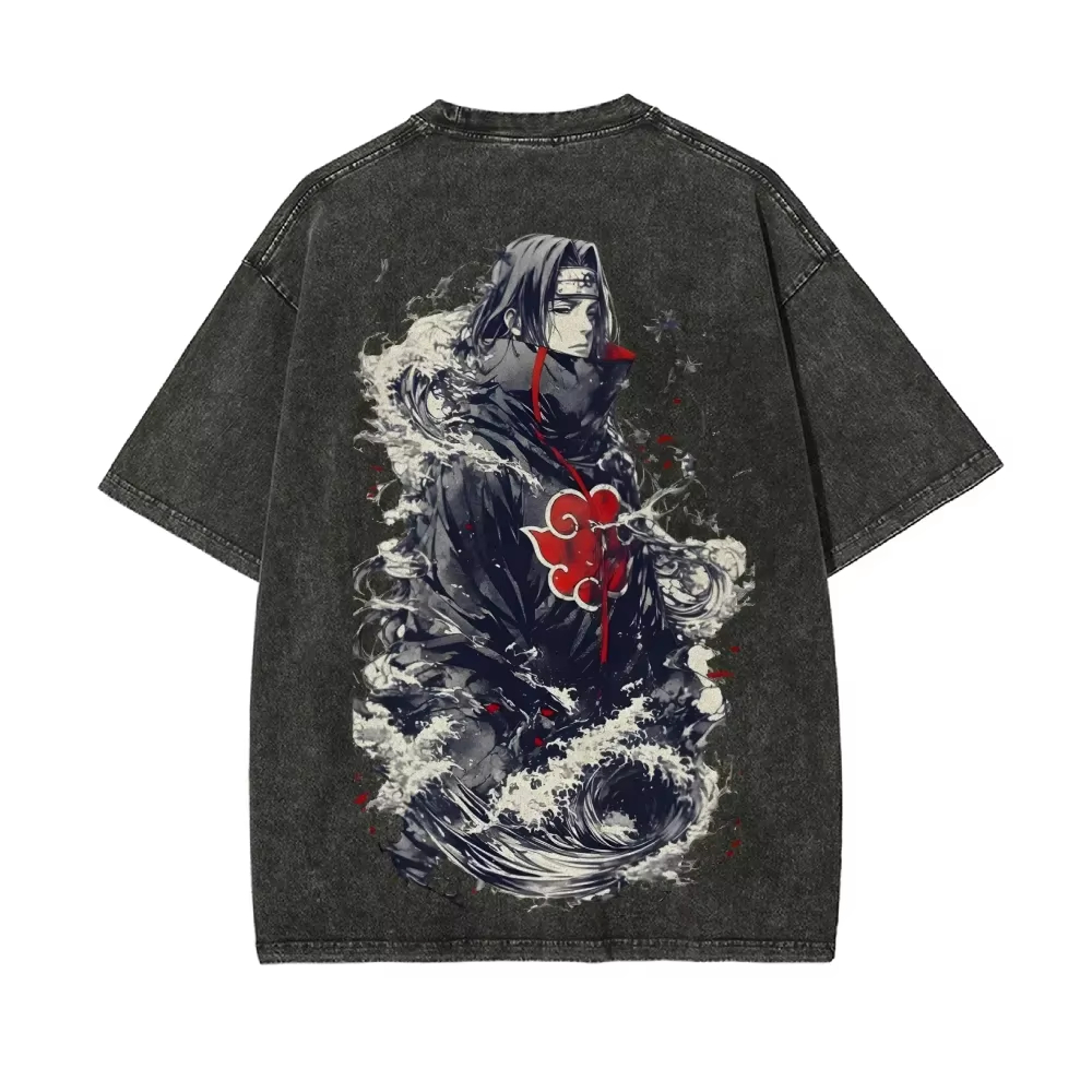 Футболка Naruto Itachi Uchiha  – обзор и цена Acid Wash Vintage Graphic T Shirt