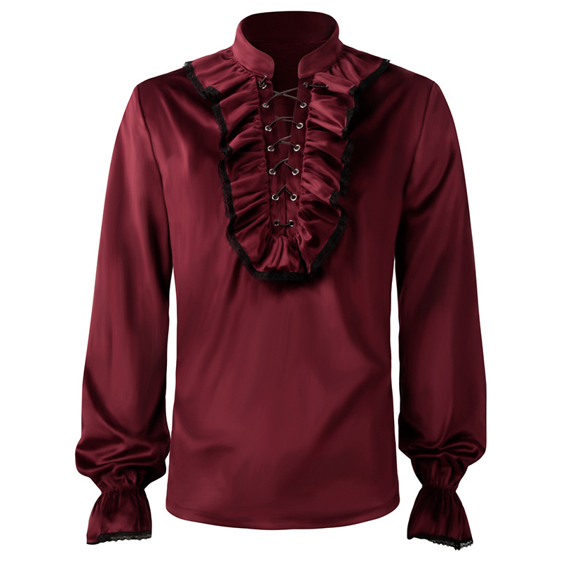 Рубашка мужская с оборками и р – обзор и цена Medieval Gothic Lace Up Pirate Shirt