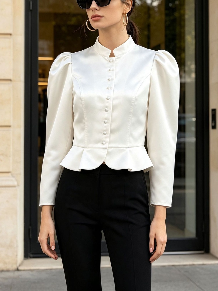 Блузка с пеплумом, длинными ру – обзор и цена Mandarin Collar Formal Shirt Slim Fit