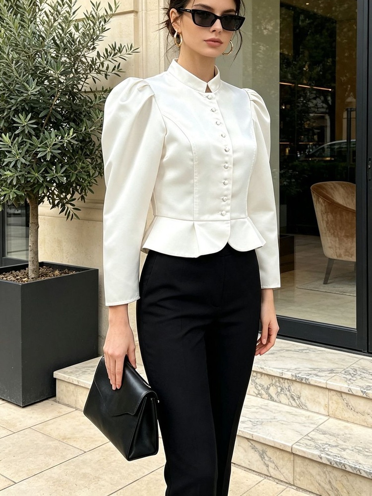 Блузка с пеплумом, длинными ру – обзор и цена Mandarin Collar Formal Shirt Slim Fit