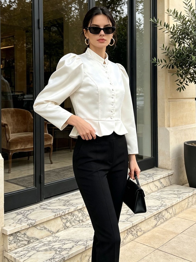 Блузка с пеплумом, длинными ру – обзор и цена Mandarin Collar Formal Shirt Slim Fit