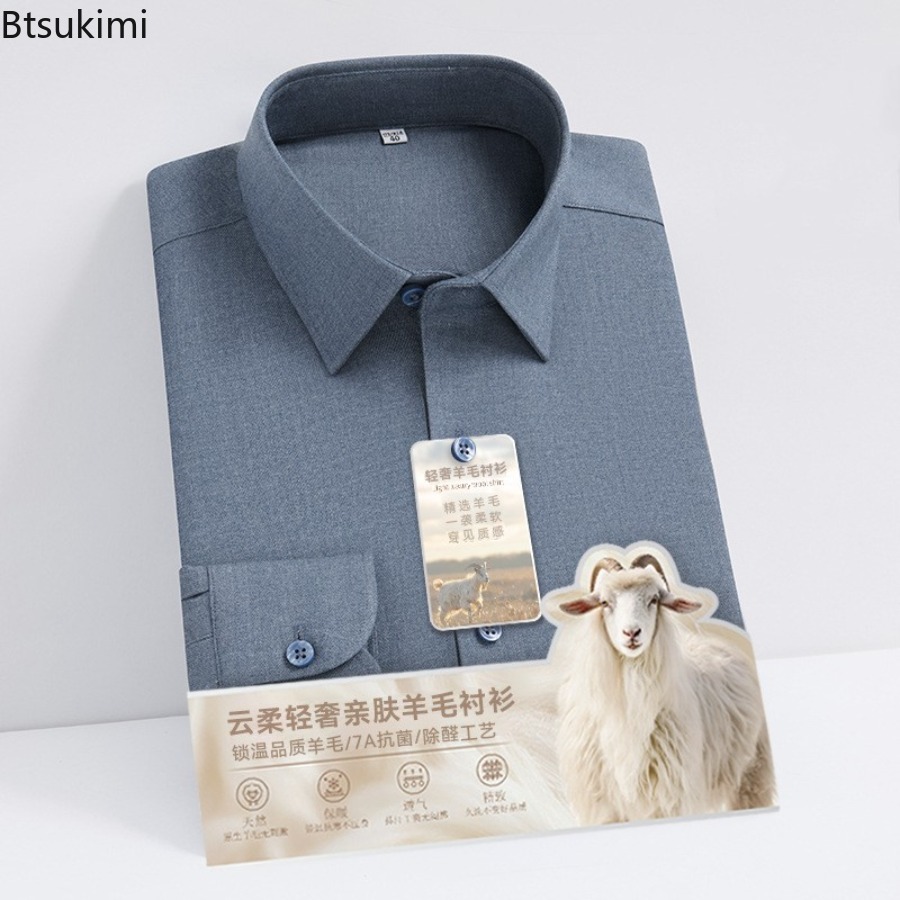 Новые высококачественные шерст – обзор и цена Mandarin Collar Formal Shirt Slim Fit