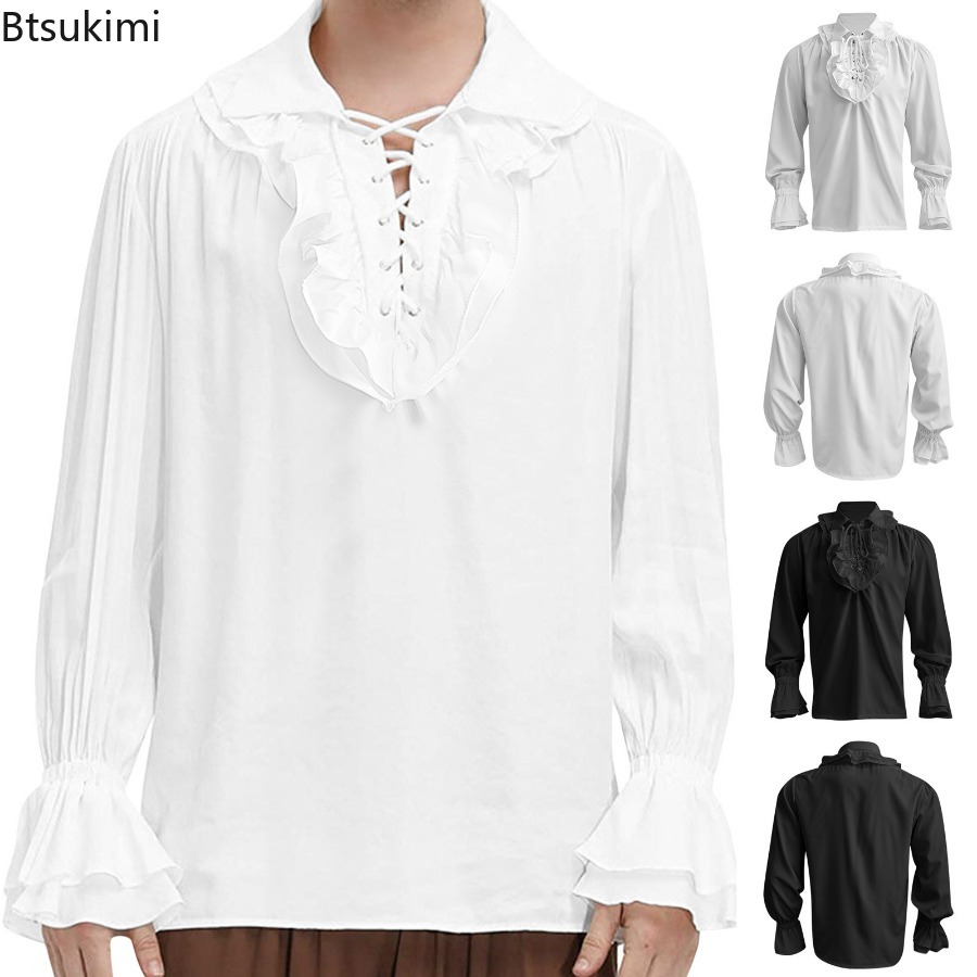 Мужская средневековая пиратска – обзор и цена Medieval Gothic Lace Up Pirate Shirt